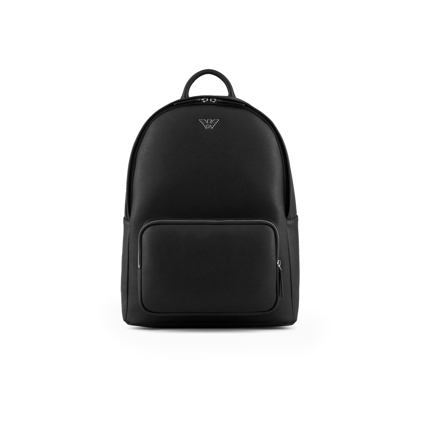Asv Regenerated Saffiano Leather Round Backpack With Eagle Plate
