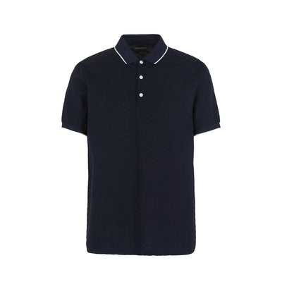 Mercerised Jersey Polo Shirt With All-Over Jacquard Eagle