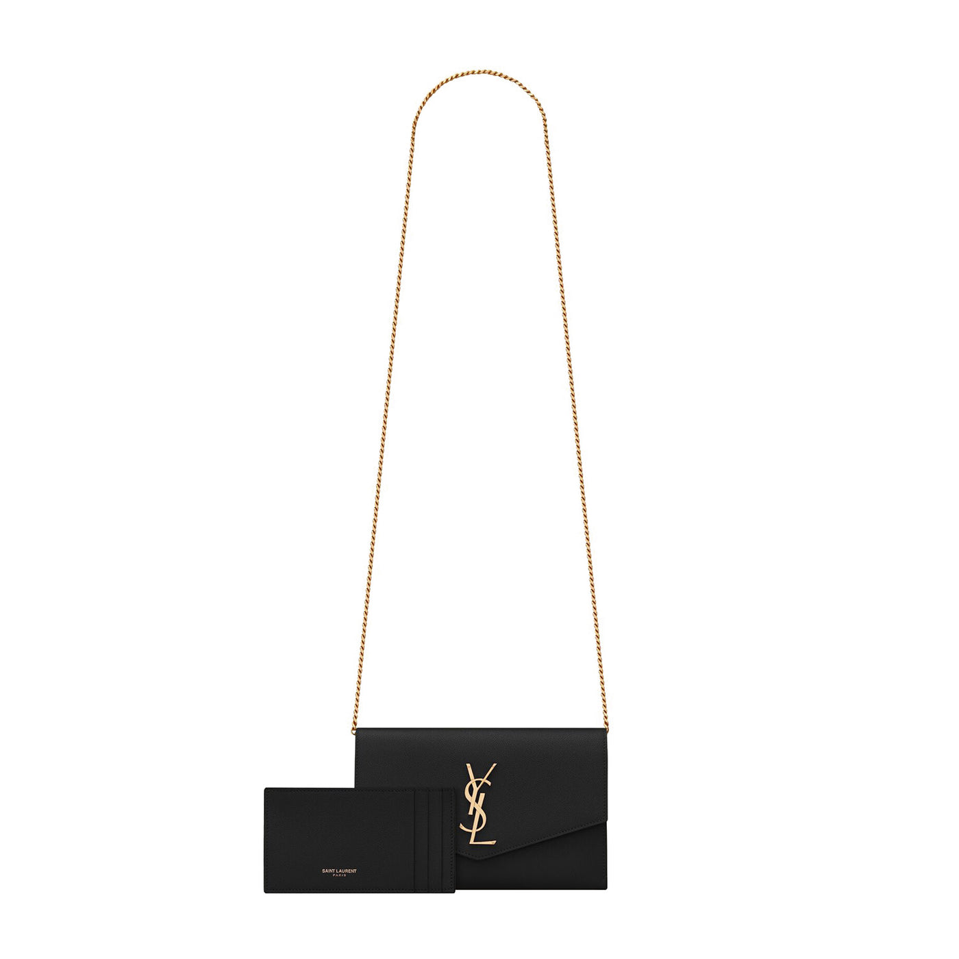 Uptown Chain Wallet In Grain De Poudre Embossed Leather