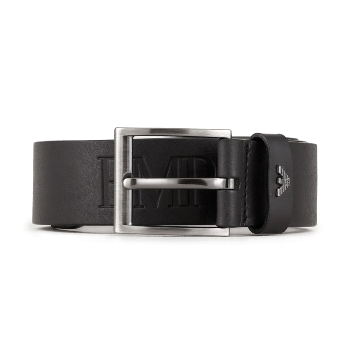 Tumbled-Leather Belt With Oversized Logo Lettering