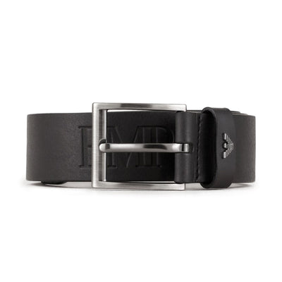 Tumbled-Leather Belt With Oversized Logo Lettering