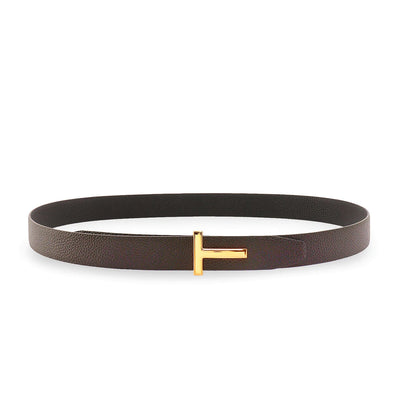 Tom Ford Grain Leather Ridge Buckle T Belt