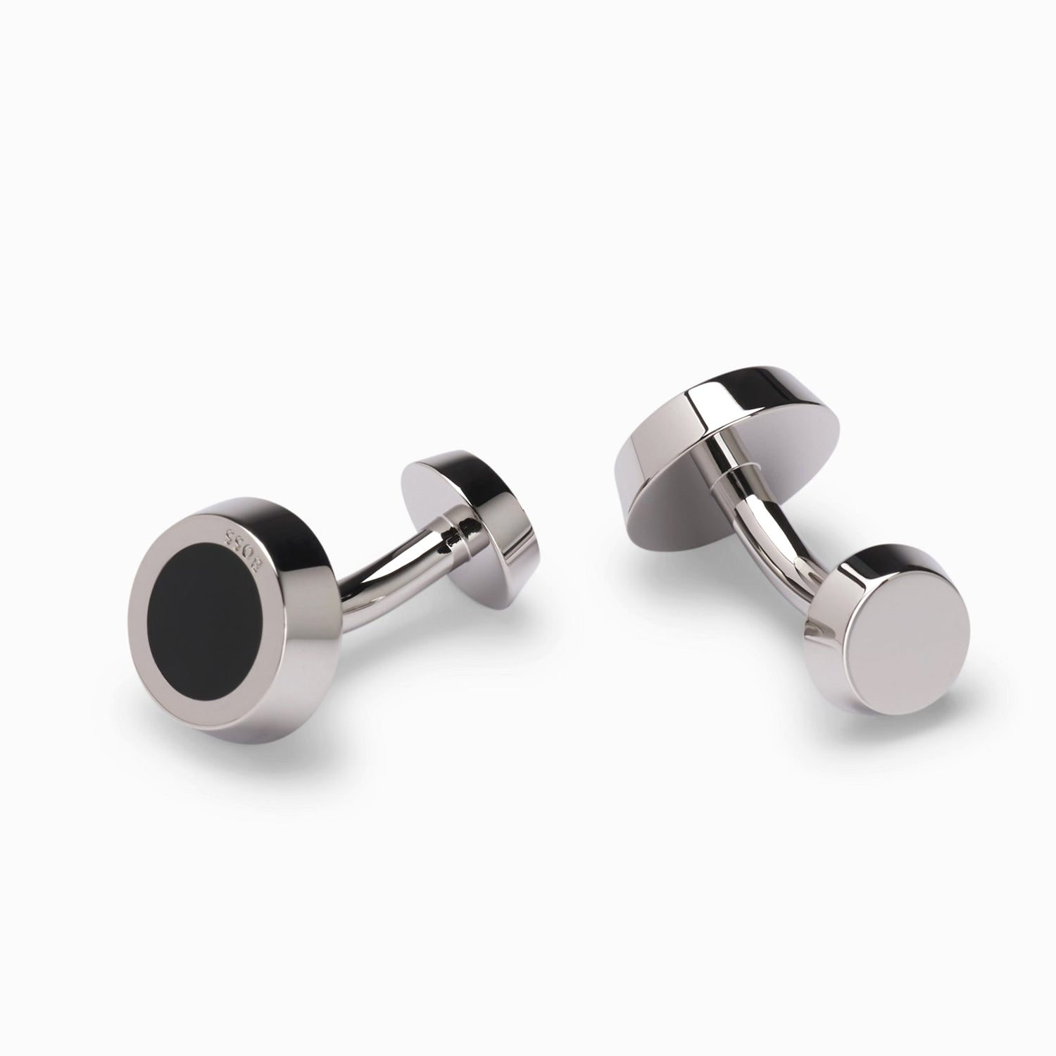 Round Cufflinks With Black-Enamel Insert