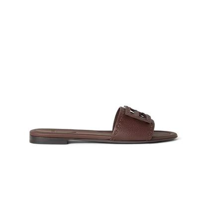 Fendi Baguette Chocolate Brown Leather Slides