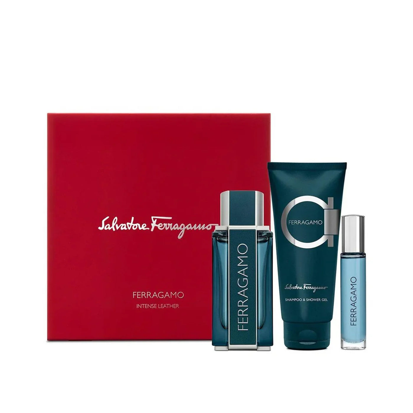 FERRAGAMO INTENSE LEATHER MEN 3S SET(EDP 100 ML+EDP 10ML+S/GEL 100ML)