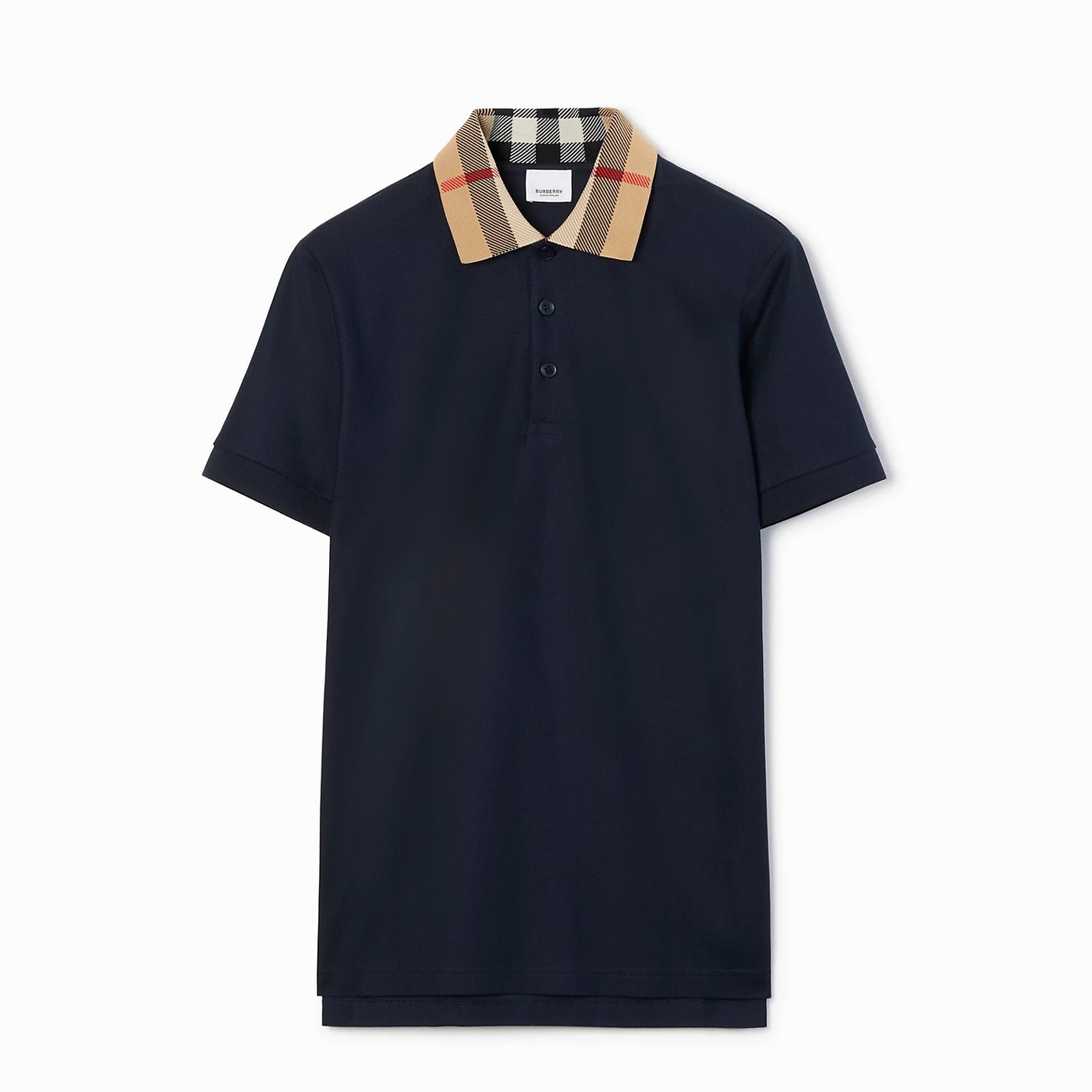Burberry Check Collar Cotton Polo Shirt