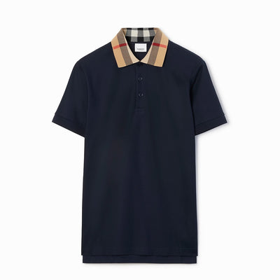 Burberry Check Collar Cotton Polo Shirt