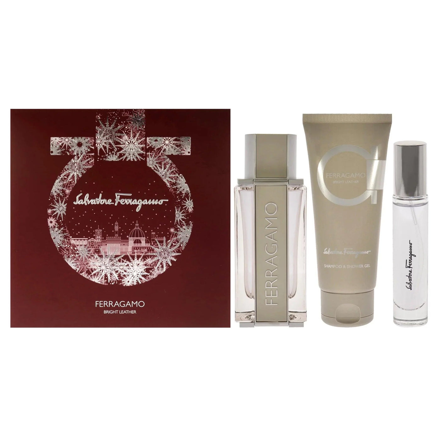 FERRAGAMO BRIGHT LEATHER MEN 3PCS (EDT 100 ML+EDT 10ML+S/GEL 100ML)