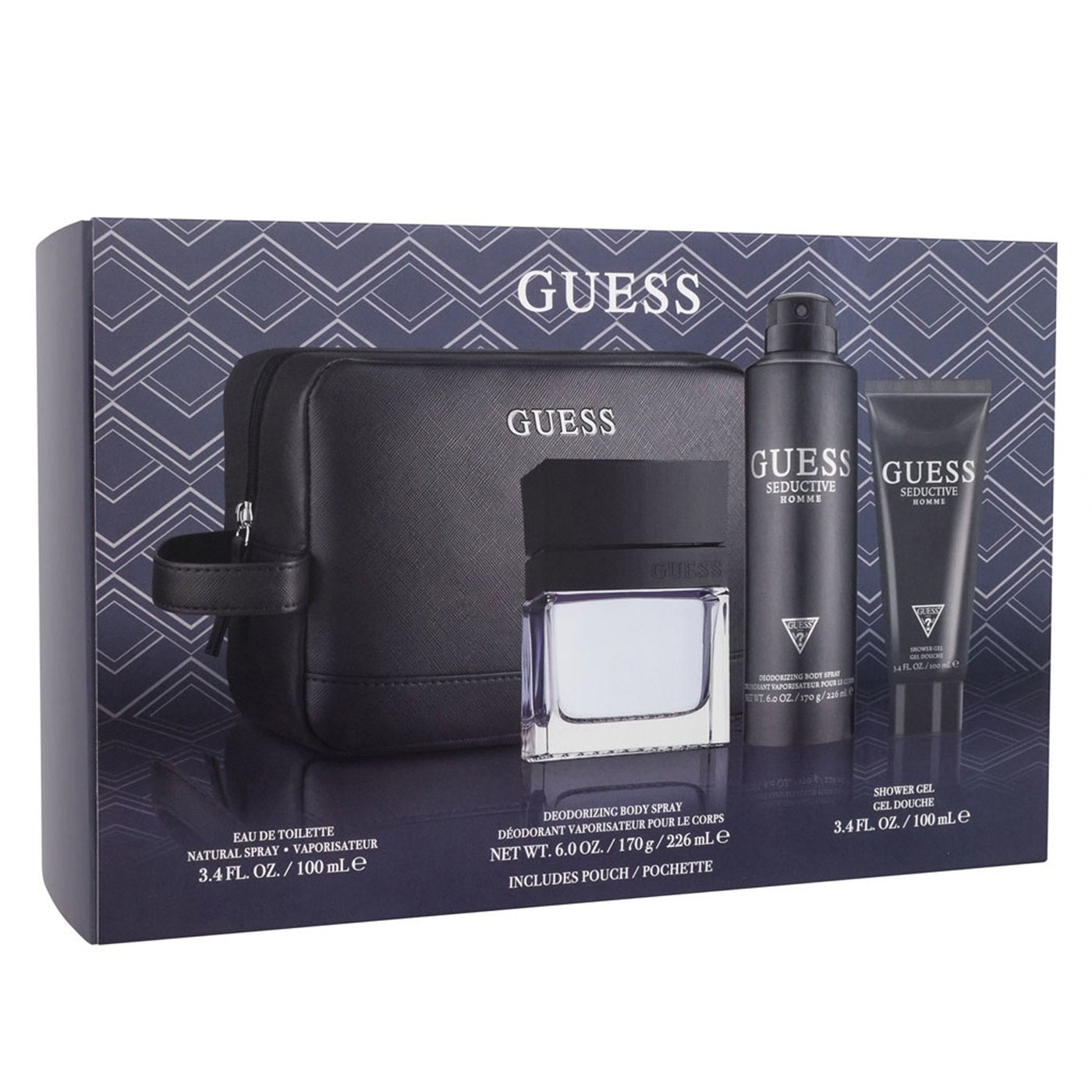 GUESS UOMO MEN 4S SET (EDT 100ML+S/G 100ML+B/SPRAY 170G+POUCH)