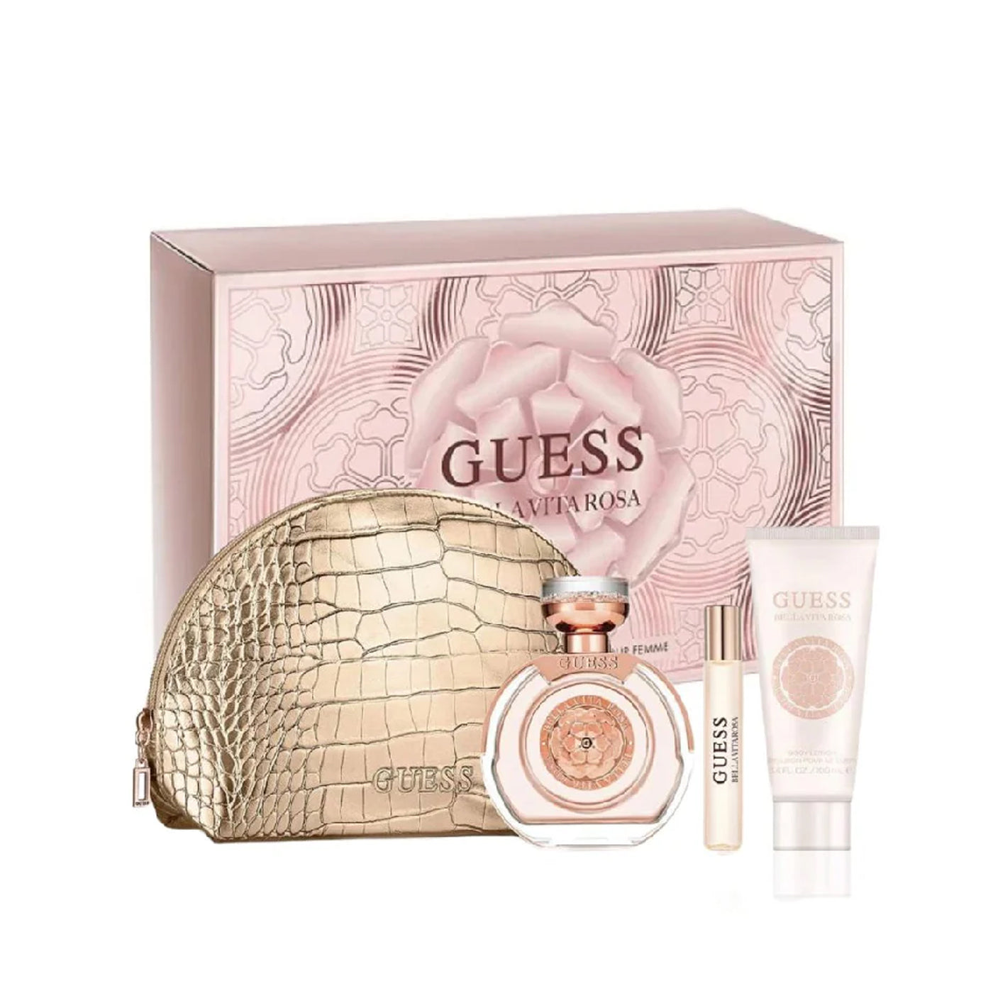 GUESS BELLA VITA ROSA WOMEN 4S SET (EDT 100ML+EDT 15ML+B/L 100ML+POUCH)