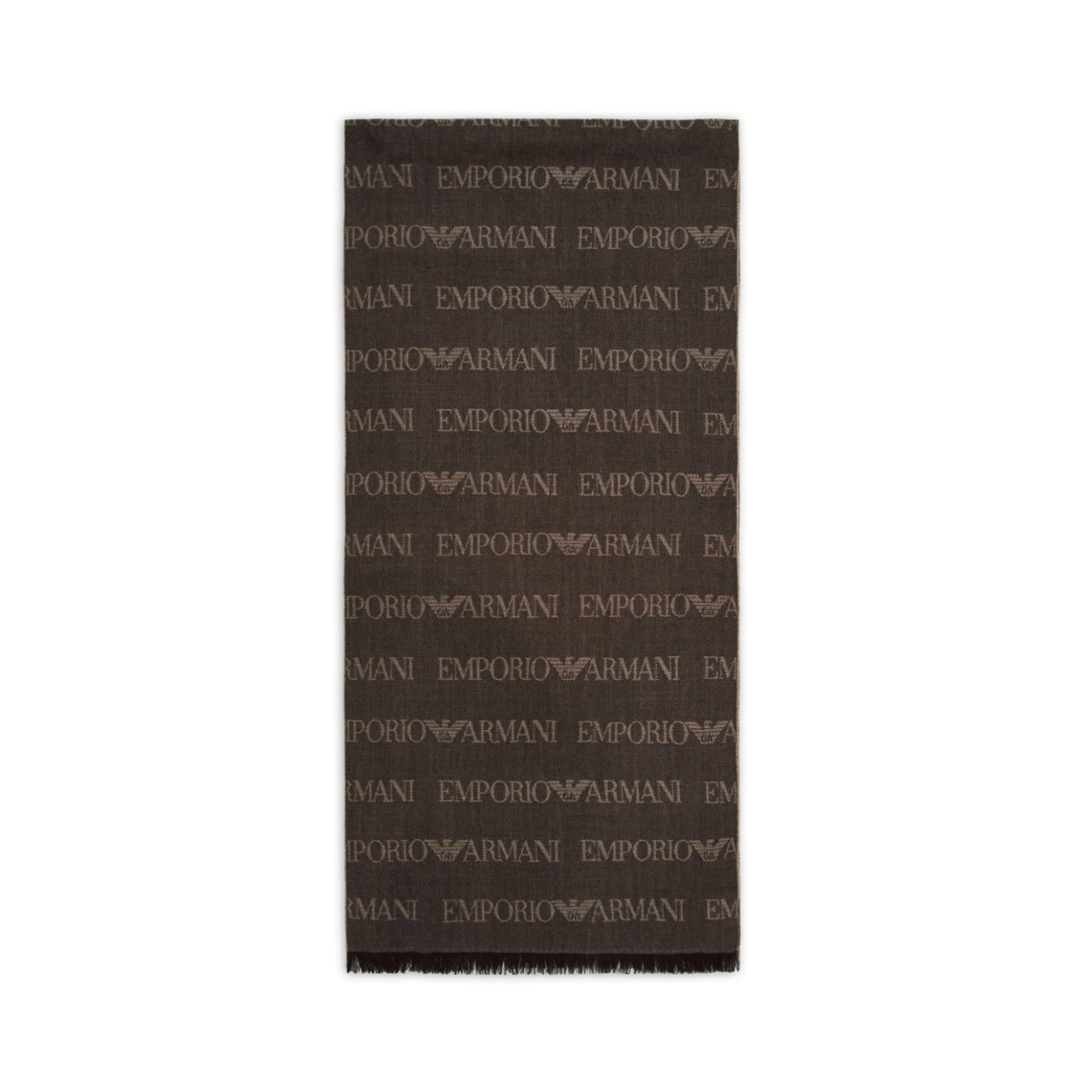Virgin Wool Blend Scarf With Jacquard Lettering Logo And Fringes
