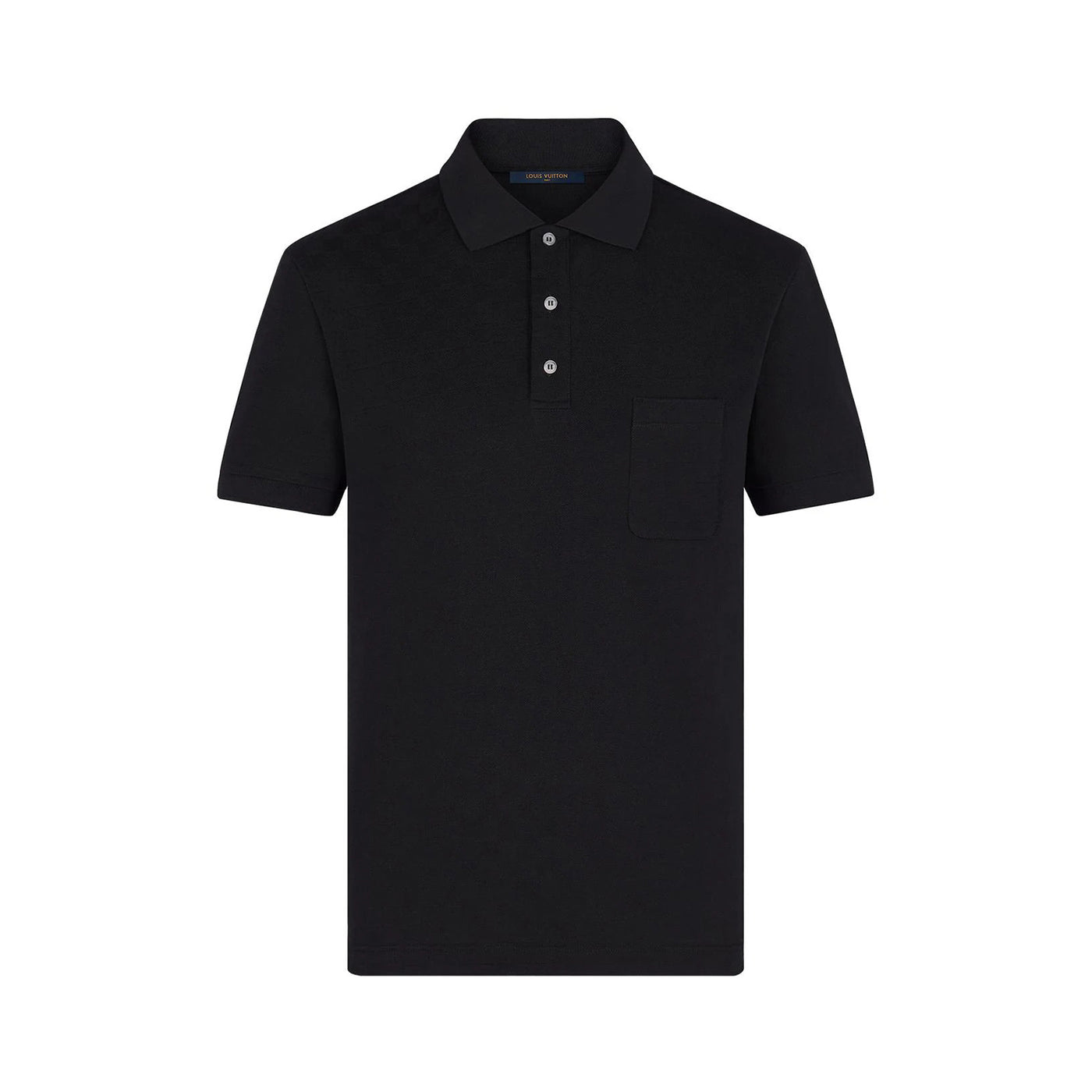 HALF DAMIER POCKET BLACK L/V MEN POLO