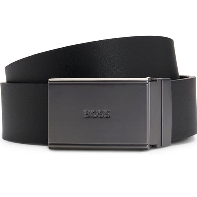 Italian-Leather Reversible Belt With Pin And Plaque Buckles