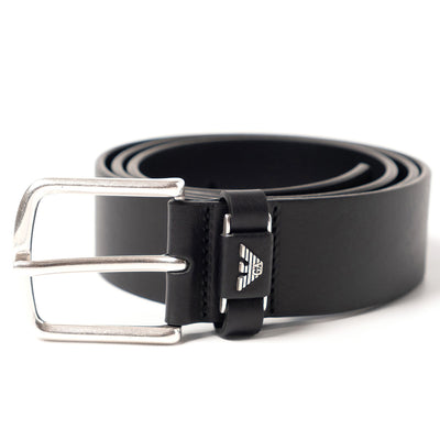Tumbled-Leather Belt With Oversized Logo Lettering