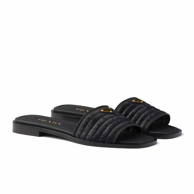 Prada Leather Slides With Crochet Details