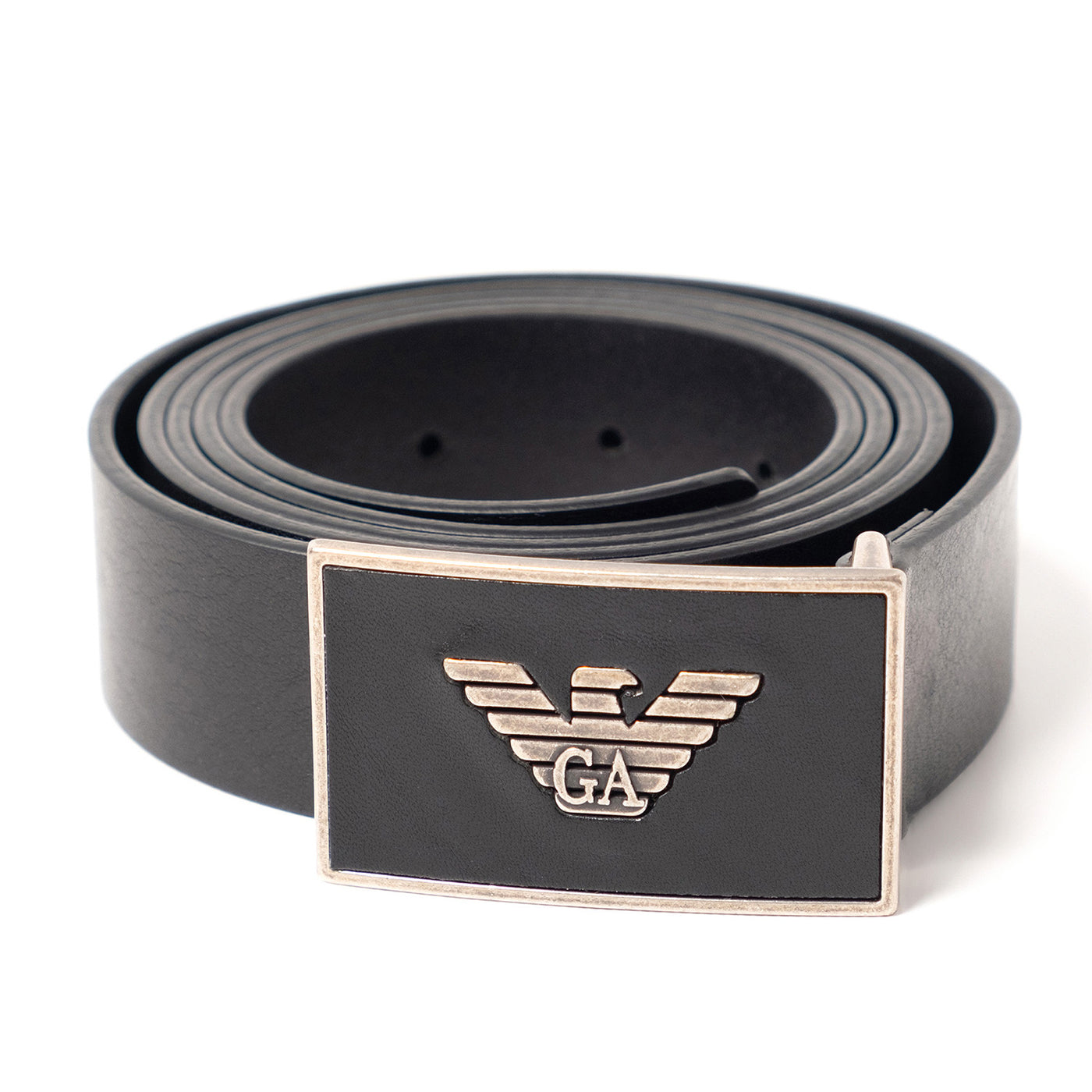 Leather Belt With Eagle Plate