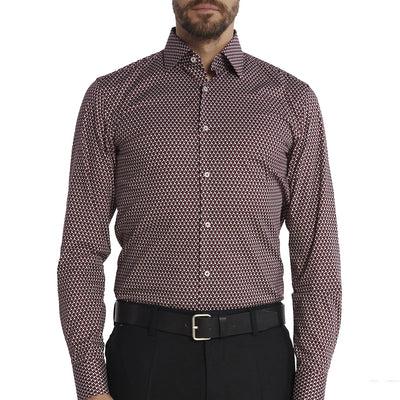 Slim-Fit Shirt In Geometric-Print Performance-Stretch Fabric