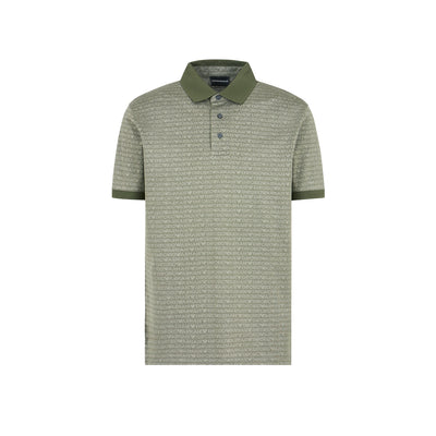Jersey Polo Shirt With All-Over Jacquard Lettering