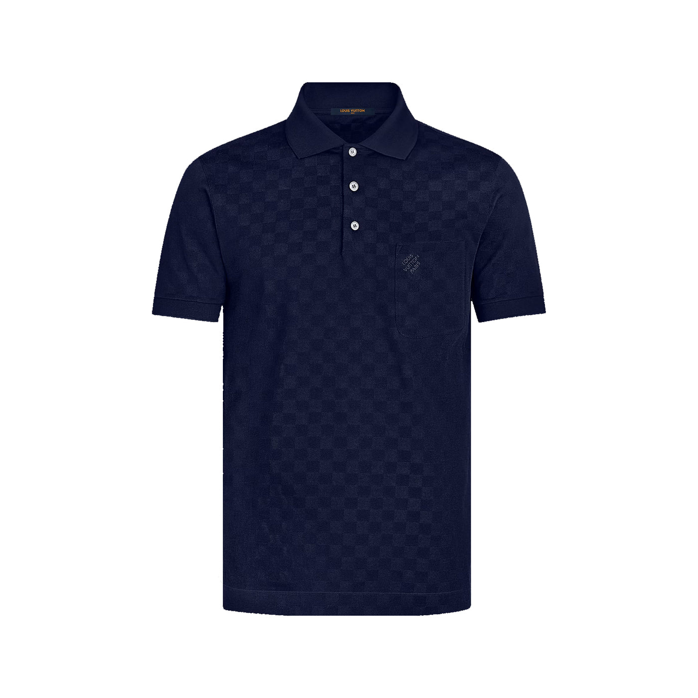 HALF DAMIER POCKET BLUE L/V MEN POLO