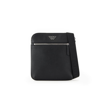 Asv Regenerated Saffiano Leather Flat Shoulder Bag With Eagle Plate