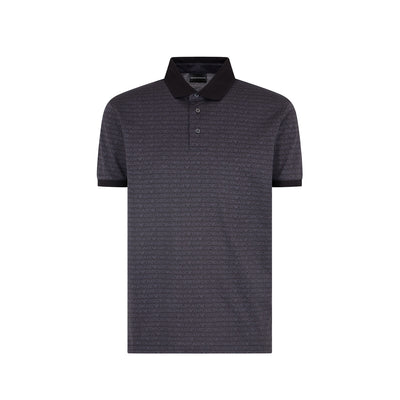 Jersey Polo Shirt With All-Over Jacquard Lettering