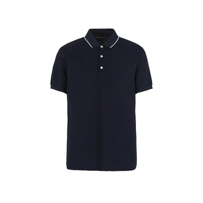Mercerised Jersey Polo Shirt With All-Over Jacquard Eagle