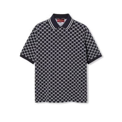 Gg Cotton Piquet Jacquard Polo Shirt