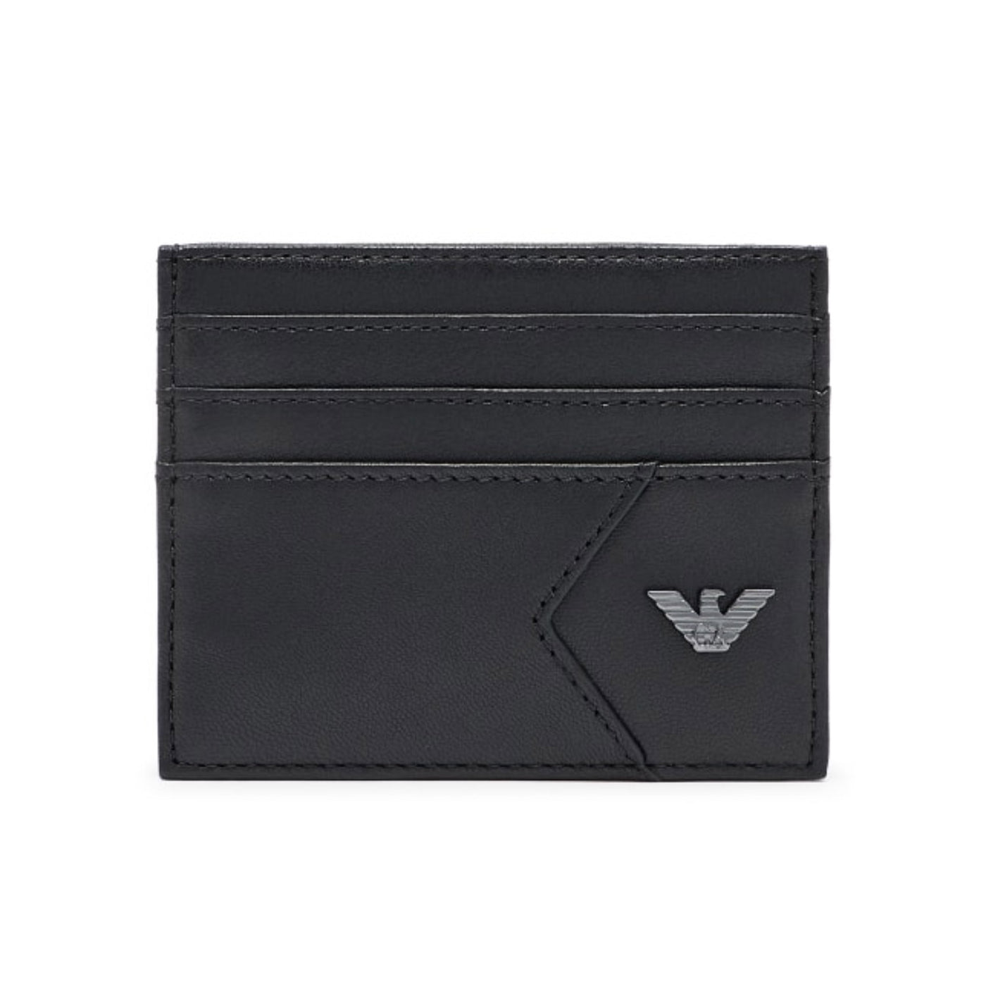 Nappa Leather Card Holder With Geometric Detail