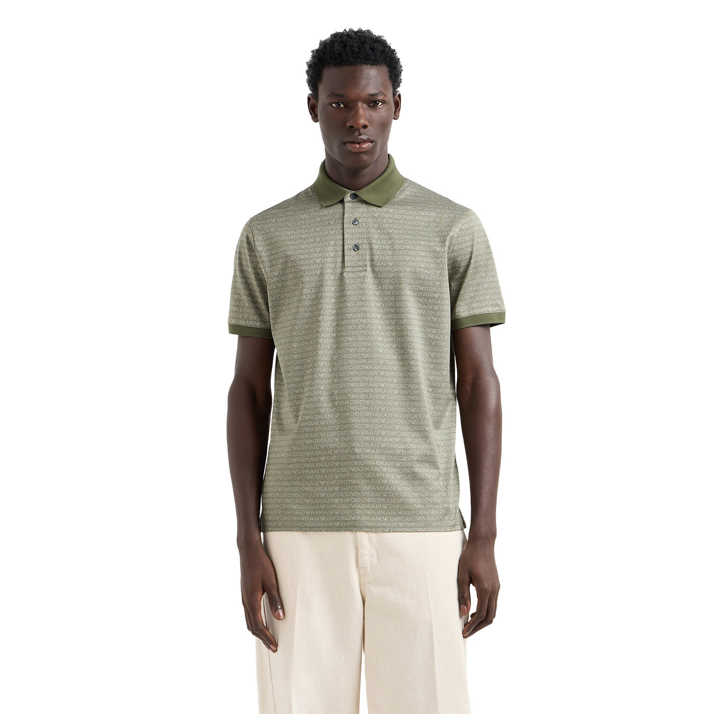 Jersey Polo Shirt With All-Over Jacquard Lettering