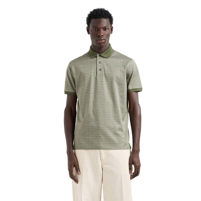 Jersey Polo Shirt With All-Over Jacquard Lettering