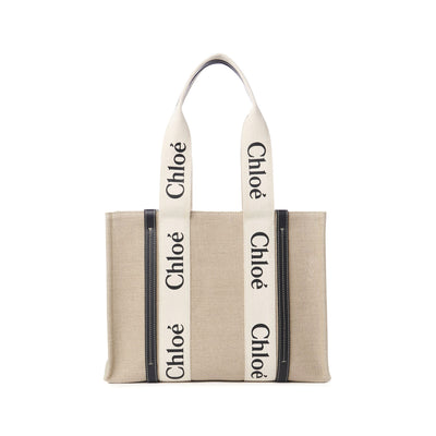 Chloe Woody Tote Bag In Linen