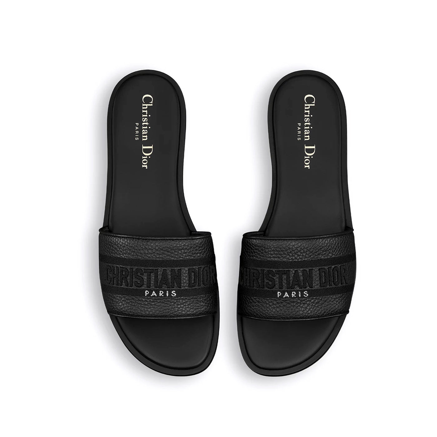 Christian Dior Dway Slide Black Grained Calfskin