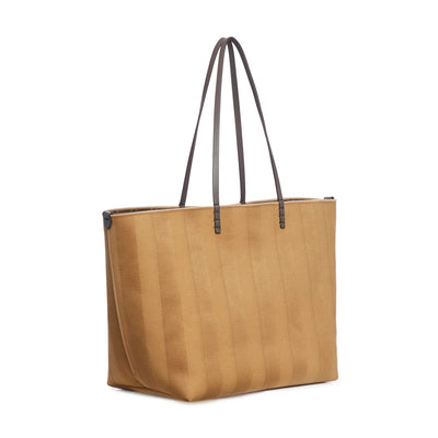 Fendi Large Roll Reversible Shopper In Pequin Striped And Midnight Blue Ff Fabric