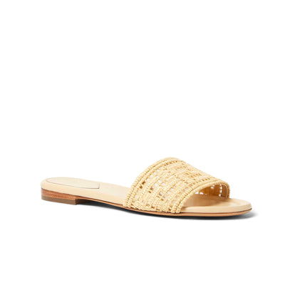 Fendi Sunshine mesh slides with raffia FF embroidery