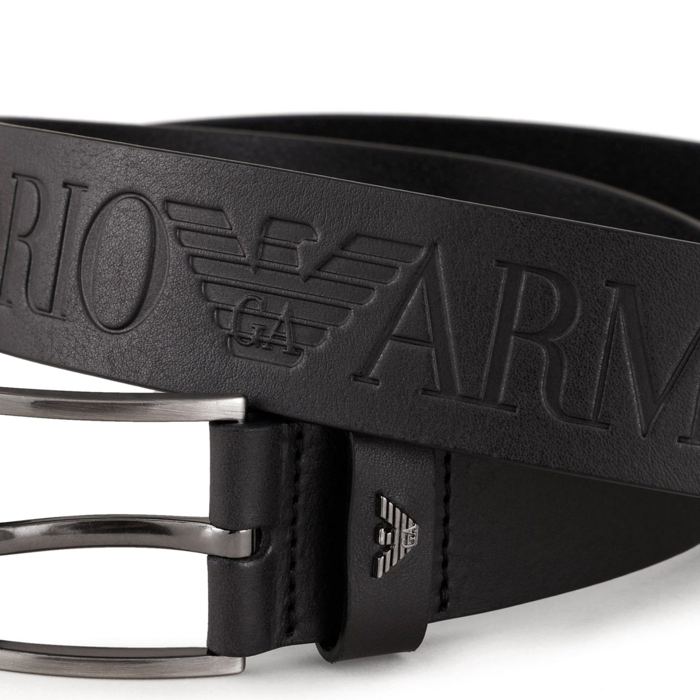 Tumbled-Leather Belt With Oversized Logo Lettering