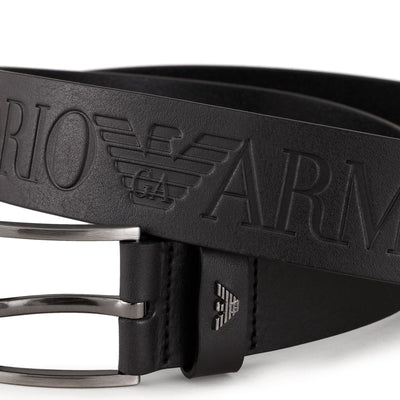 Tumbled-Leather Belt With Oversized Logo Lettering