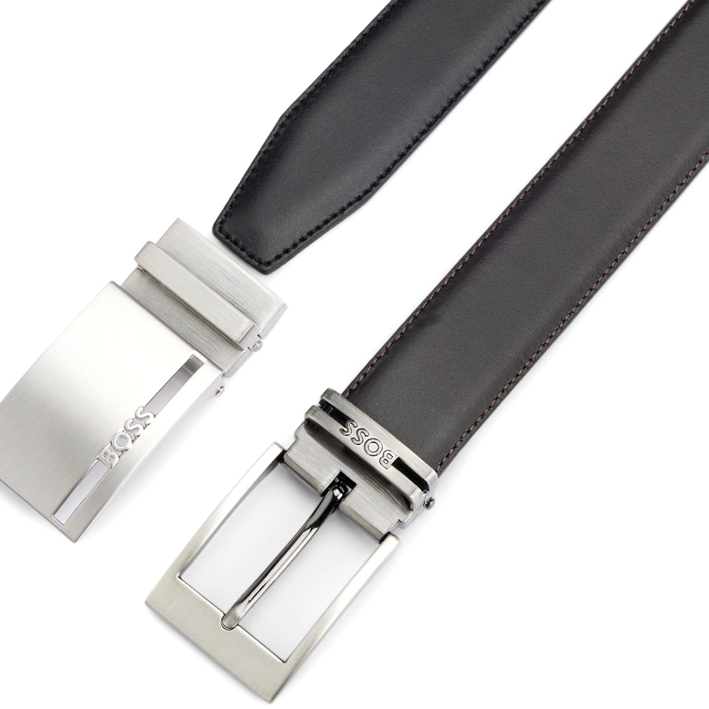 Italian-Leather Reversible Belt With Branded Keeper