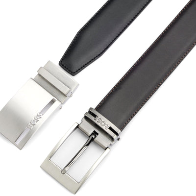 Italian-Leather Reversible Belt With Branded Keeper