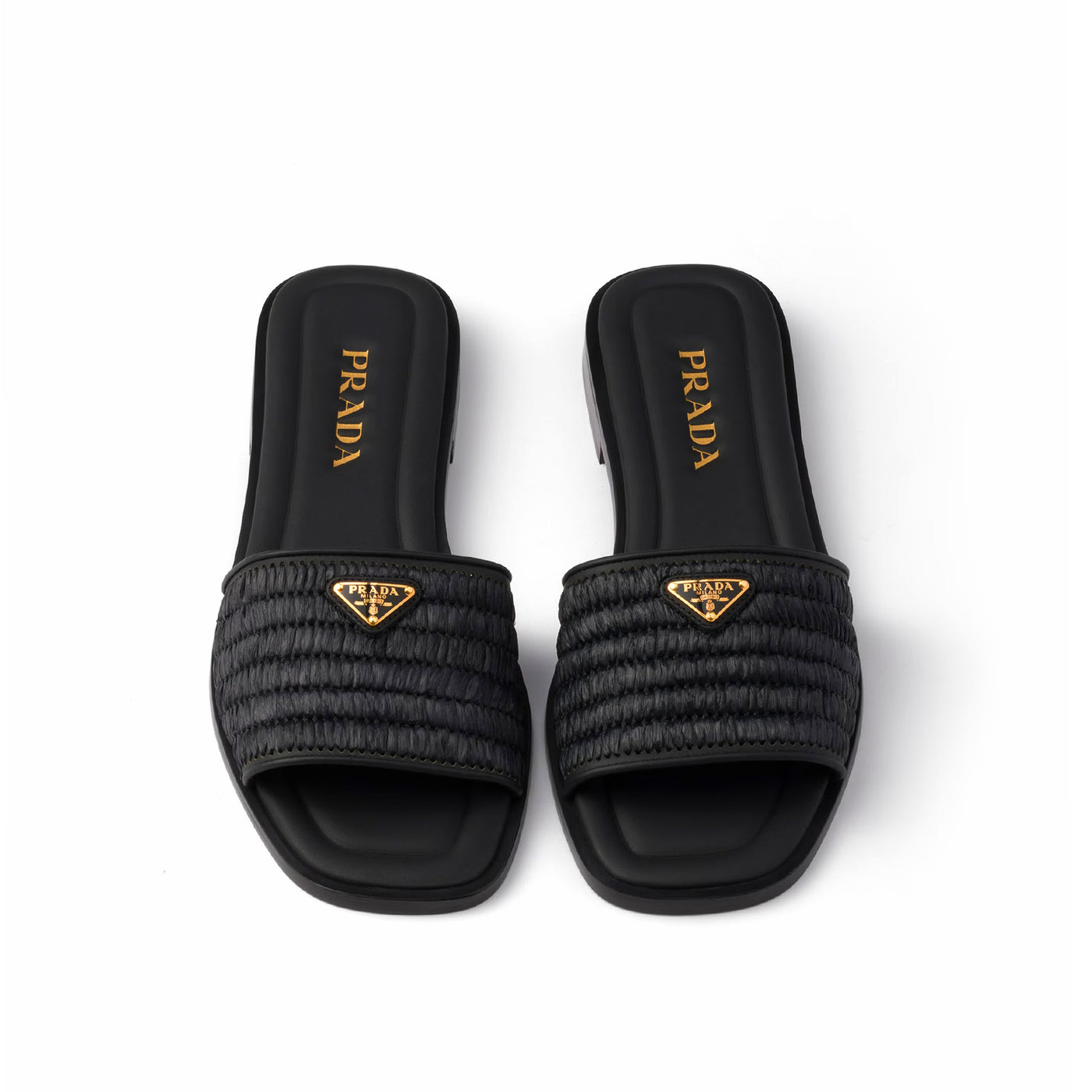 Prada Leather Slides With Crochet Details