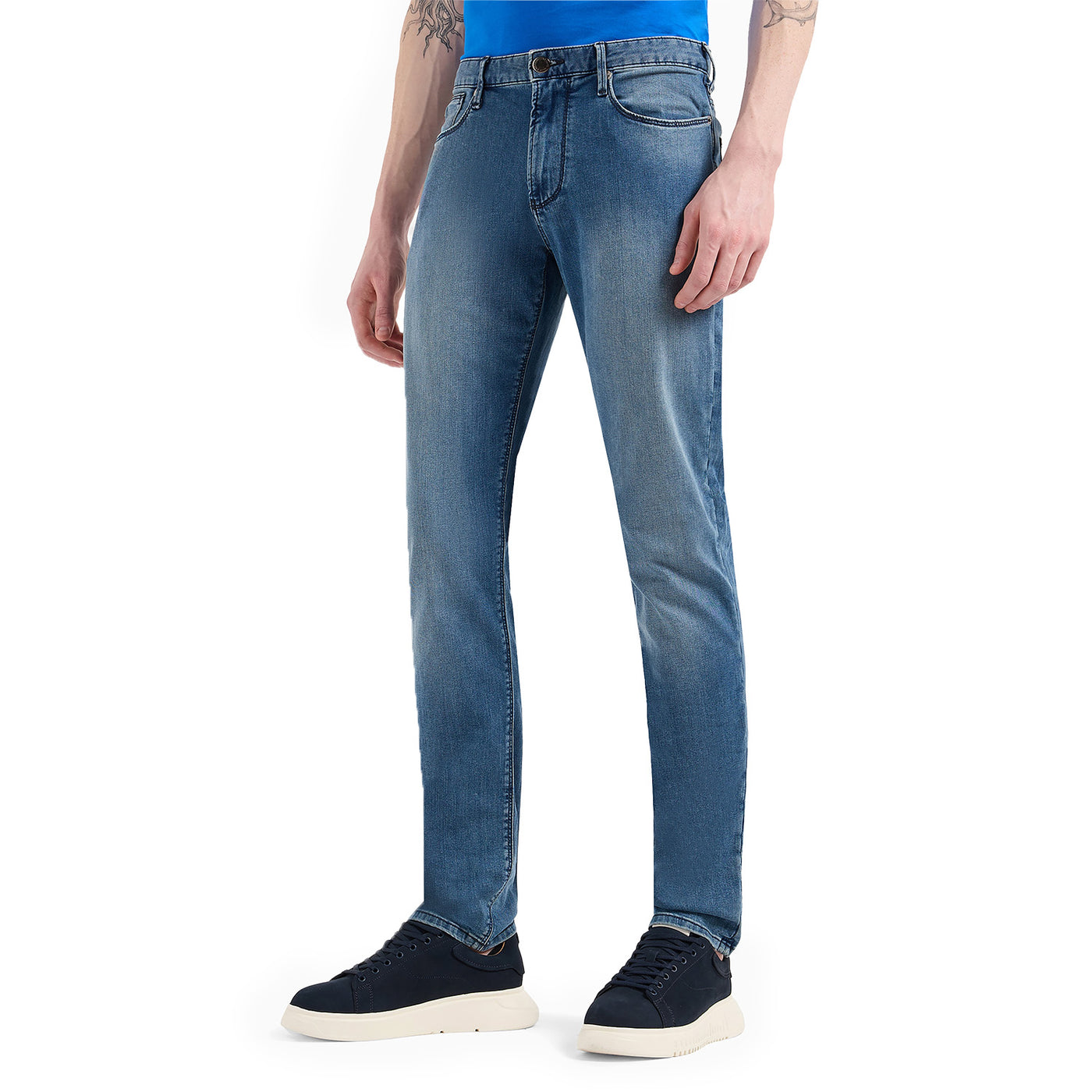 J75 Slim-Fit, Stone-Washed Denim Jeans With Fleece Lining