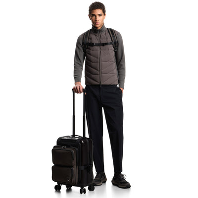 Travel Essentials Two-Piece Effect Full-Zip Down Jacket With Knit Sleeves