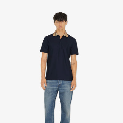 Burberry Check Collar Cotton Polo Shirt