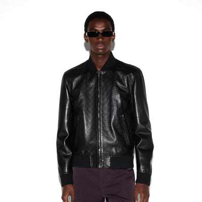 Gucci Embossed Gg Leather Bomber Jacket