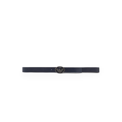 Smooth Leather Belt With Eagle Plate