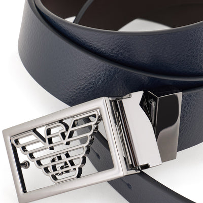 Two-Toned Reversible Leather Belt With One Side In Palmellato Leather