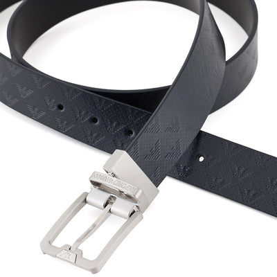 Leather Belt With All-Over Embossed Eagle