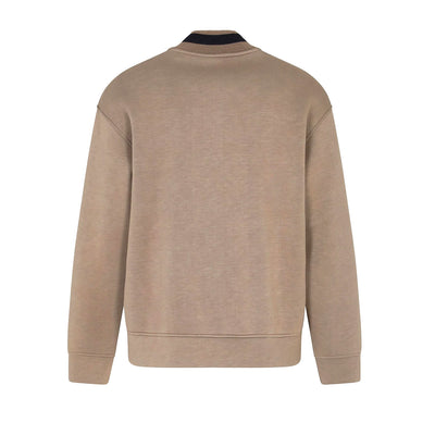 Double-Jersey Zip-Up Sweatshirt With Bomber Jacket Collar And Eagle Patch