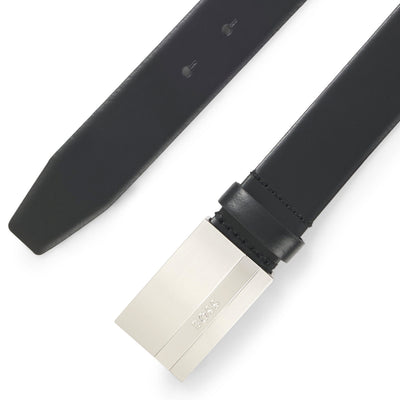 Italian-Leather Belt With Logo-Plaque Buckle