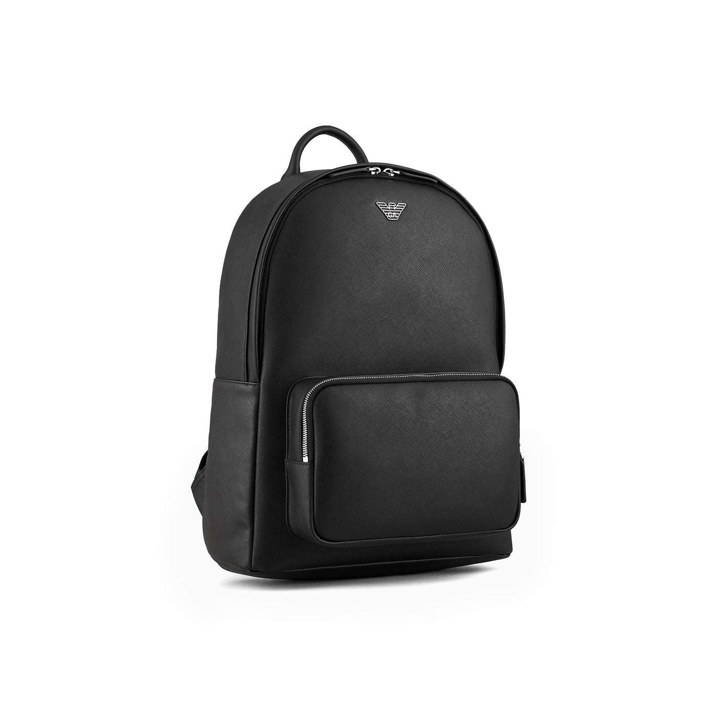 Asv Regenerated Saffiano Leather Round Backpack With Eagle Plate