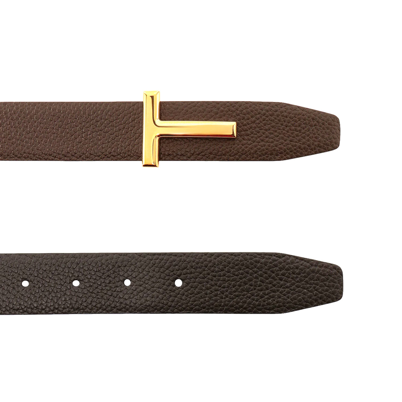 Tom Ford Grain Leather Ridge Buckle T Belt